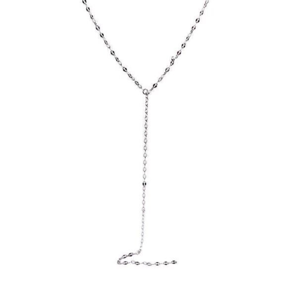 Silver Y Necklace, Silver Lariat Necklace For Women, Delicate Silver Drop Necklace, Layered Y Necklace, Long Necklace, 925 Sterling Silver - Image 3