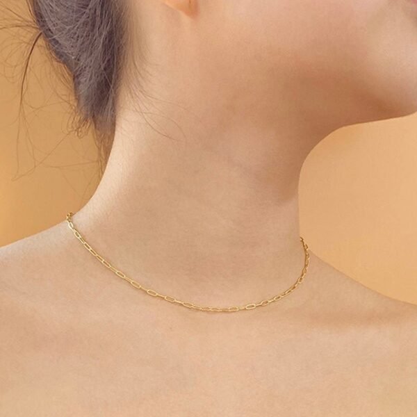 Paperclip Chain Choker, Gold Vermeil Choker, Gold Clip Link Choker, Thin Gold Chain, Oval Link Chain, Minimalist Necklace, Layering Necklace - Image 3