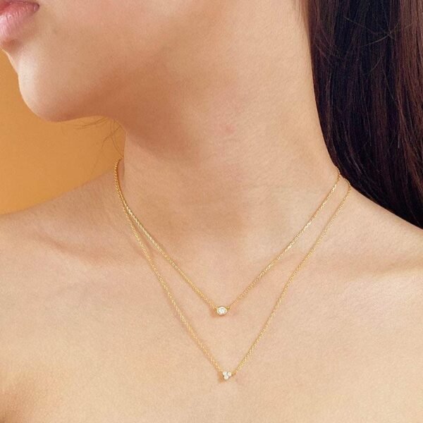 Dainty Trio Necklace, Delicate Crystal Necklace Gold, Trinity Necklace, Tiny CZ Gemstone, Triple Teardrop, Christmas Gift, Everyday Necklace - Image 3