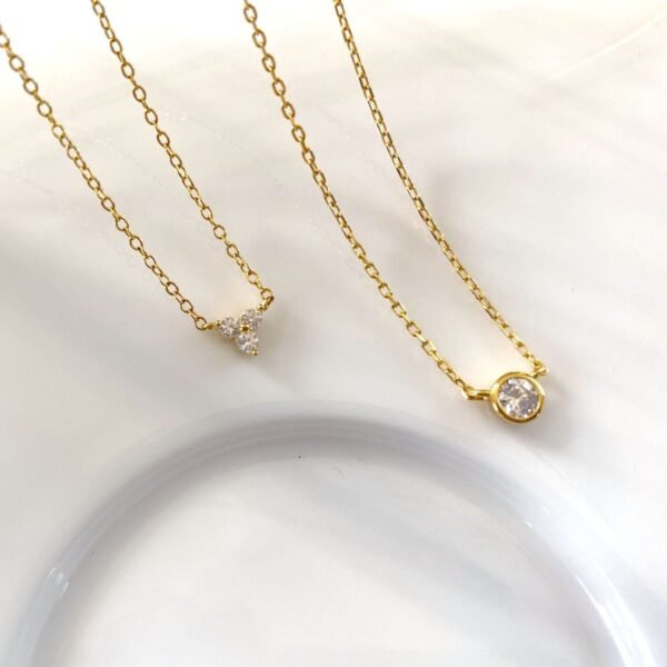 Dainty Trio Necklace, Delicate Crystal Necklace Gold, Trinity Necklace, Tiny CZ Gemstone, Triple Teardrop, Christmas Gift, Everyday Necklace - Image 4