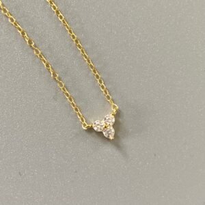 Dainty Trio Necklace, Delicate Crystal Necklace Gold, Trinity Necklace, Tiny CZ Gemstone, Triple Teardrop, Christmas Gift, Everyday Necklace