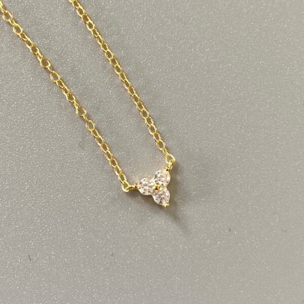 Dainty Trio Necklace, Delicate Crystal Necklace Gold, Trinity Necklace, Tiny CZ Gemstone, Triple Teardrop, Christmas Gift, Everyday Necklace