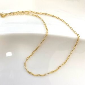 Paperclip Chain Choker, Gold Vermeil Choker, Gold Clip Link Choker, Thin Gold Chain, Oval Link Chain, Minimalist Necklace, Layering Necklace
