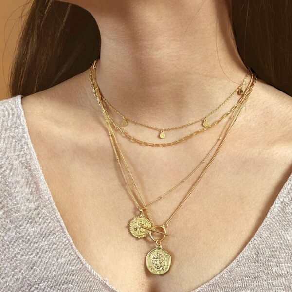 Mini Coin Choker, Gold Vermeil Choker, Tiny Disk Choker, Dangling Small Coin Choker Necklace, Thin Gold Choker, Dainty Layering Necklace - Image 4