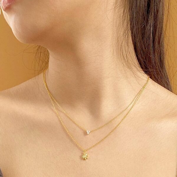 Gold Star Necklace, Starburst Necklace, Dainty Celestial Pendant, Layering Necklace, Gold Vermeil Necklace, North Star Necklace, Gift - Image 2