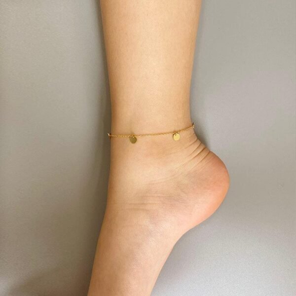 Gold Coin Anklet, Mini Disk Anklet, 18K Gold Vermeil Anklet, Dainty Gold Anklet For Women, Minimalist Anklet, Thin Gold Anklet, Gift For Her - Image 3