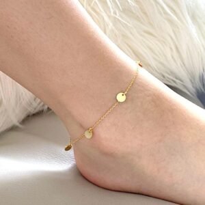 Gold Coin Anklet, Mini Disk Anklet, 18K Gold Vermeil Anklet, Dainty Gold Anklet For Women, Minimalist Anklet, Thin Gold Anklet, Gift For Her