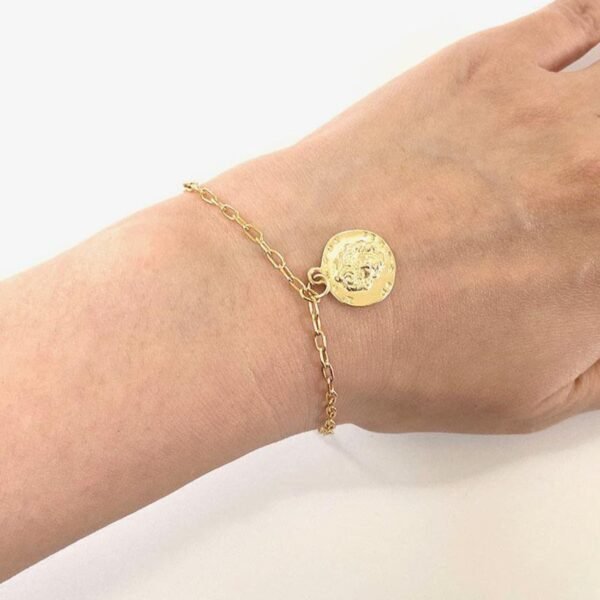 Gold Coin Bracelet, 18K Gold Vermeil Bracelet, Gold Medallion Bracelet For Women, Roman Coin Bracelet, Greek Coin, Stackable Bracelet - Image 4