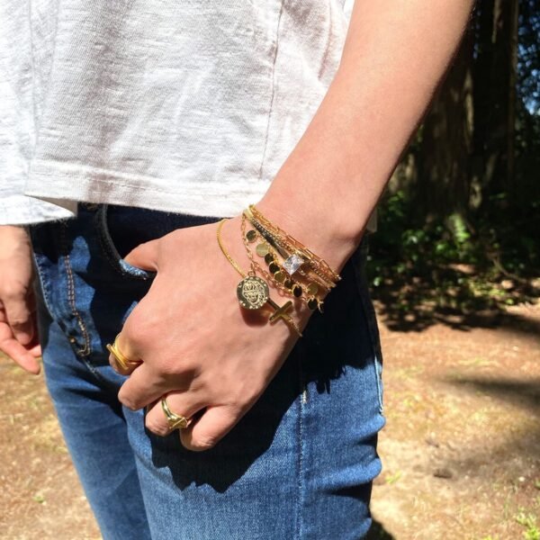 Gold Coin Bracelet, 18K Gold Vermeil Bracelet, Gold Medallion Bracelet For Women, Roman Coin Bracelet, Greek Coin, Stackable Bracelet - Image 5