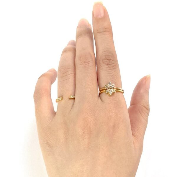 Dainty Open Ring, CZ Cuff Ring, Open Eternity Ring For Women, Crystal Open Band, Promise Ring, Adjustable Ring, 18K Gold Stacking Ring - Image 3