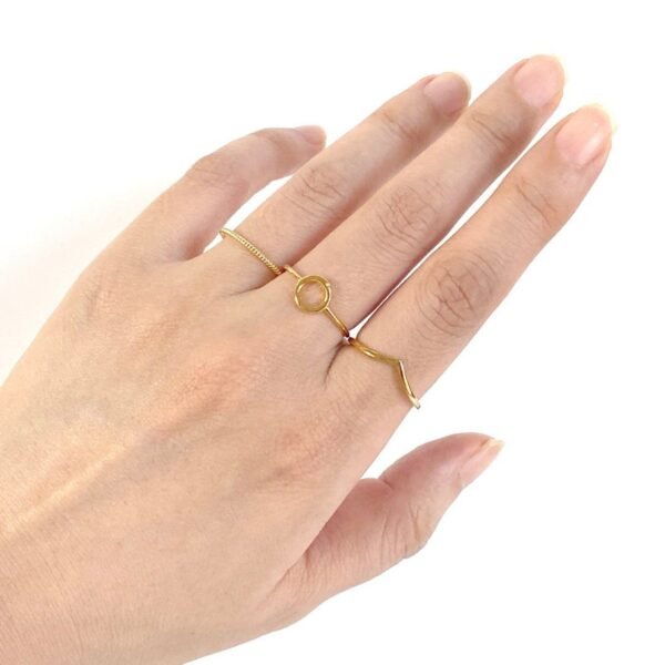 18K Gold Vermeil Chevron Ring, Thin Gold Wave Ring, Wide V Shape Ring, Gold Stacking Ring, Minimalist Ring, Dainty Ring, Skinny Gold Ring - Image 3
