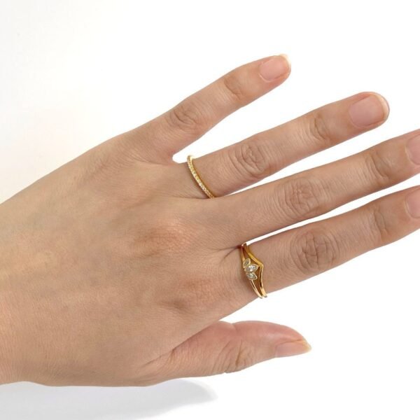 18K Gold Vermeil Chevron Ring, Thin Gold Wave Ring, Wide V Shape Ring, Gold Stacking Ring, Minimalist Ring, Dainty Ring, Skinny Gold Ring - Image 4