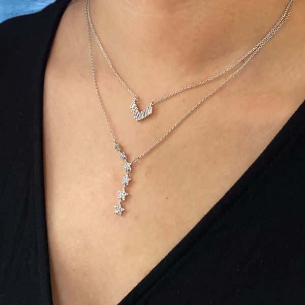 Silver Chevron Necklace, Silver Pendant For Women, CZ Victory Pendant Necklace, Minimalist Necklace, V Shaped Necklace, 925 Sterling Silver - Image 2