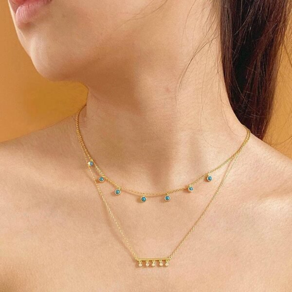 Turquoise Necklace, December Birthstone Necklace, Dainty Turquoise Station Necklace, Genuine Turquoise Jewelry For Women, Christmas Gift - Image 3