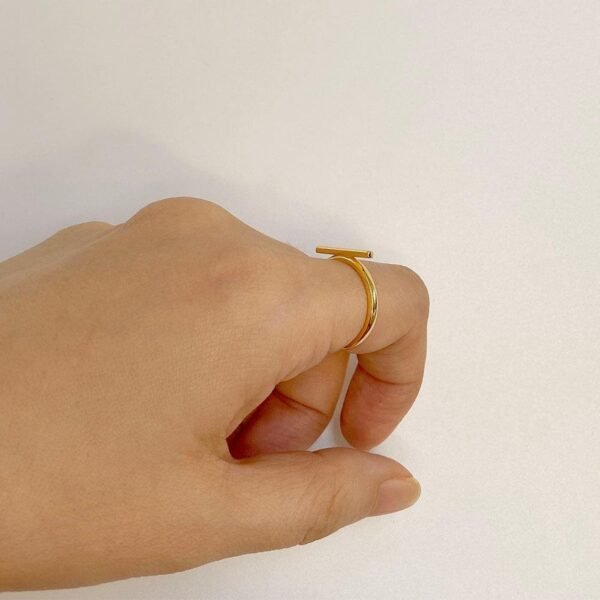 Gold Bar Ring, 18K Gold Vermeil Ring, Dainty Line Ring, Gold Minimalist Ring, Simple Gold Ring, Modern Stylish Ring, Everyday Simple Ring - Image 2