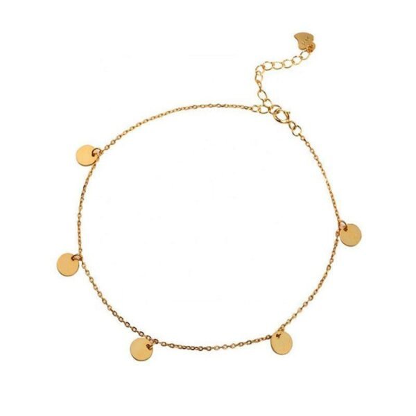 Gold Coin Anklet, Mini Disk Anklet, 18K Gold Vermeil Anklet, Dainty Gold Anklet For Women, Minimalist Anklet, Thin Gold Anklet, Gift For Her - Image 2