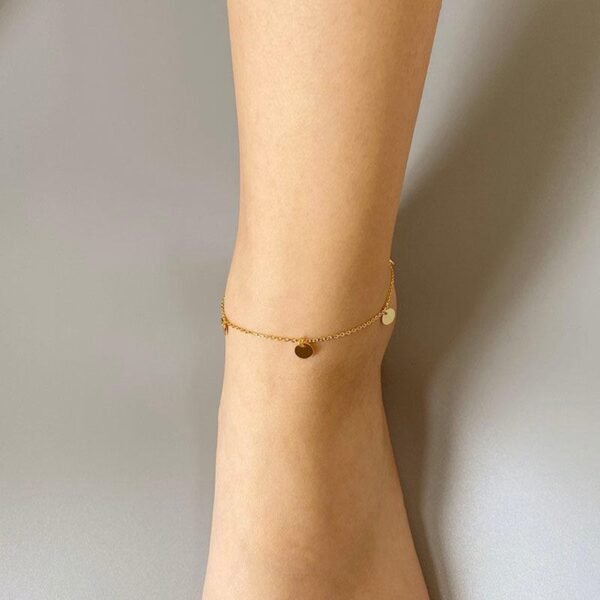 Gold Coin Anklet, Mini Disk Anklet, 18K Gold Vermeil Anklet, Dainty Gold Anklet For Women, Minimalist Anklet, Thin Gold Anklet, Gift For Her - Image 4