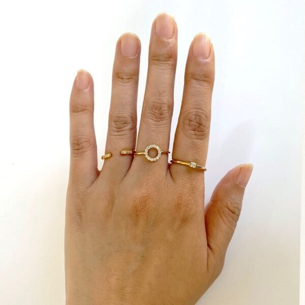 Dainty Open Ring, CZ Cuff Ring, Open Eternity Ring For Women, Crystal Open Band, Promise Ring, Adjustable Ring, 18K Gold Stacking Ring - Image 5