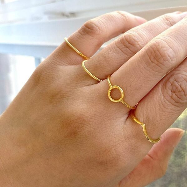 Open Circle Ring, 18K Gold Round Shape Ring, Karma Ring, Simple Modern Ring, Gold Circle Ring, Dainty Stacking Ring For Women, Everyday Ring - Image 5