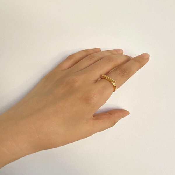 Gold Bar Ring, 18K Gold Vermeil Ring, Dainty Line Ring, Gold Minimalist Ring, Simple Gold Ring, Modern Stylish Ring, Everyday Simple Ring - Image 5