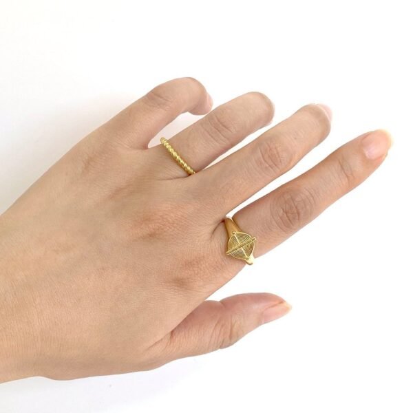 Gold Twist Ring, Minimalist Ring, Gold Cuff Ring, Open Adjustable Ring, 18K Gold Vermeil Ring, Twisted Rope Ring, Rings for Women, Christmas - Image 4