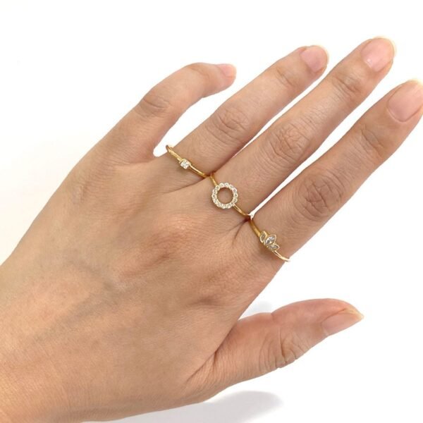 Open Circle CZ Ring, Pave CZ Round Ring, Halo Ring, Round Crystal Ring, Karma Ring, Dainty Stackable Ring for Women, Gold Eternity Ring - Image 6