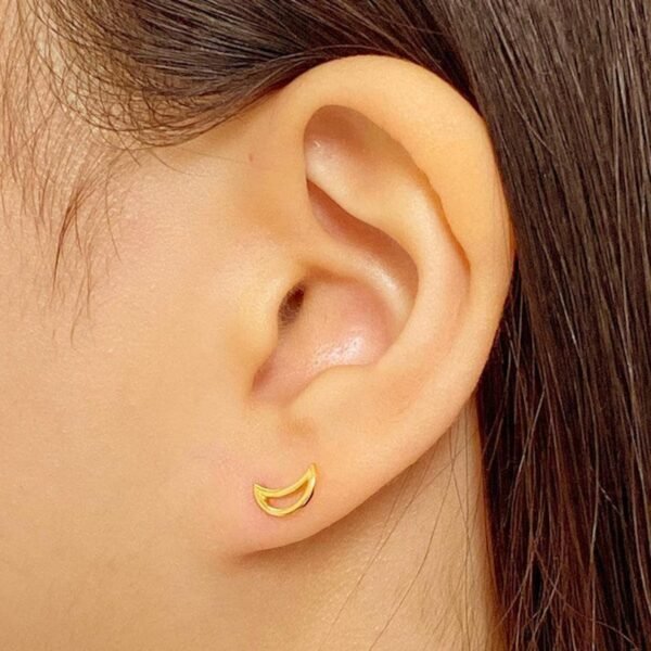 Crescent Moon Studs, Gold Moon Earrings, 18K Gold Vermeil Studs, Minimalist Earrings, Dainty Moon Ear Studs, Celestial Earring Gift - Image 2