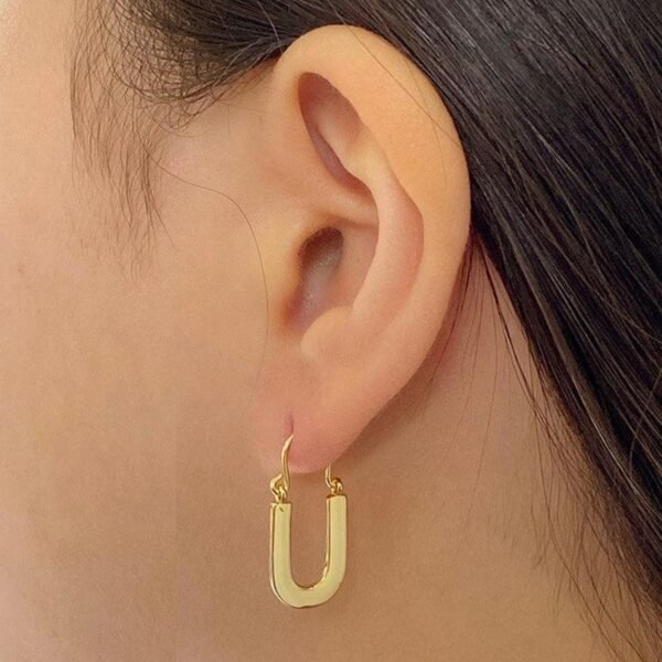 U Shape Earrings, 18K Gold Vermeil, Initial Earrings, Modern Style Alphabet Earrings, Geometric Minimalist Earrings, Gold Arch Earrings - Image 3