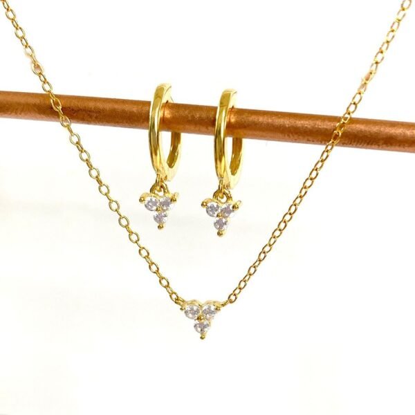 Dainty Crystal Huggies, Trinity Earrings, Small Gold Hoops, Mini CZ Gemstone Trio, 18K Gold Vermeil, Diamond Teardrop, Petite Earrings - Image 4