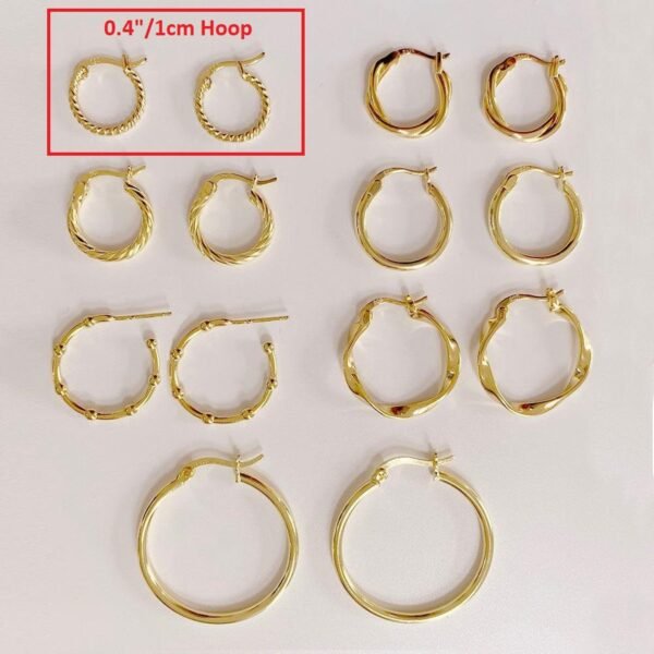 Twirl Hoop Earrings, Gold Croissant Hoops, Dainty Huggie Earrings, Sterling Silver Earrings, Classic Gold Hoop Huggies, Spiral Rope Hoops - Image 2