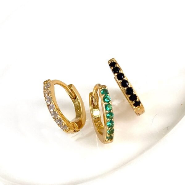 Small Huggie Hoop Earrings, Crystal Pave Hoops, White CZ Huggies, Dainty Gold Hoops, Petite Earrings, Gold Vermeil Earrings, Gemstone Hoops - Image 4