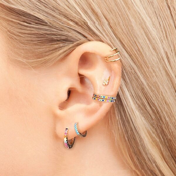 Turquoise Huggies, Truquoise Hoops, December Birthstone, Christmas Gift, Genuine Turquoise Gemstone Earrings, Dainty Gold Vermeil Hoops - Image 4