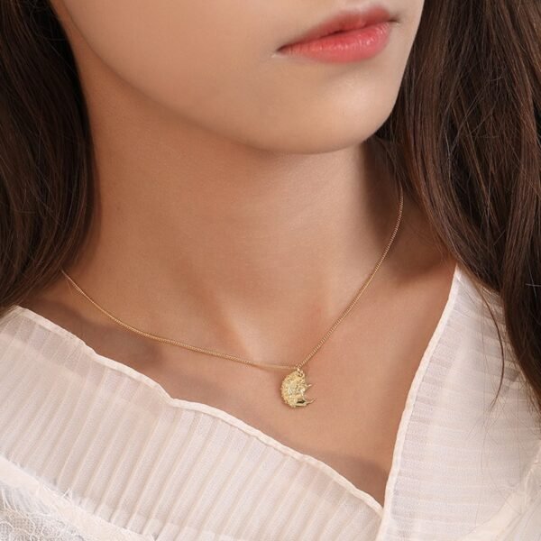 18K Gold Half Coin Pendant Necklace, Ancient Promise Pendant, Broken Heart Necklace, Dainty Charm Necklace For Women, Ancient Roman Pendant - Image 6