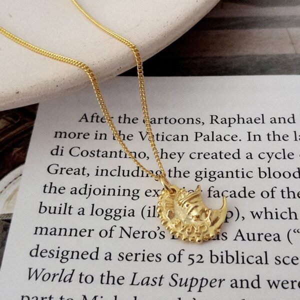 18K Gold Half Coin Pendant Necklace, Ancient Promise Pendant, Broken Heart Necklace, Dainty Charm Necklace For Women, Ancient Roman Pendant - Image 3