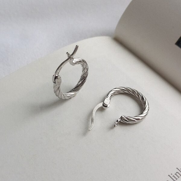Twisted Gold | Silver Hoop Earrings, Small Croissant Hoops, Minimalist Earrings, Unisex Hoops, Gold Vermeil Earrings, Sterling Silver Hoops - Image 5