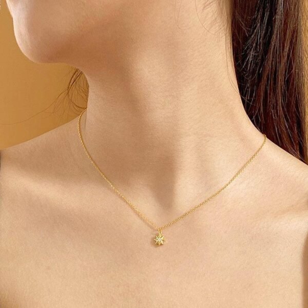 Gold Star Necklace, Starburst Necklace, Dainty Celestial Pendant, Layering Necklace, Gold Vermeil Necklace, North Star Necklace, Gift - Image 3