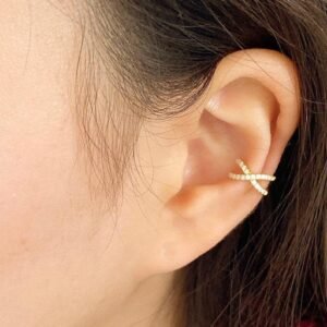 Infinity Cuff Earring, 18K Gold Helix Cuff, CZ Pave Cartilage Ear Cuff, Conch Ear Cuff, Tiny Crystal Cuff Earring, Dainty Gold Eternity Cuff