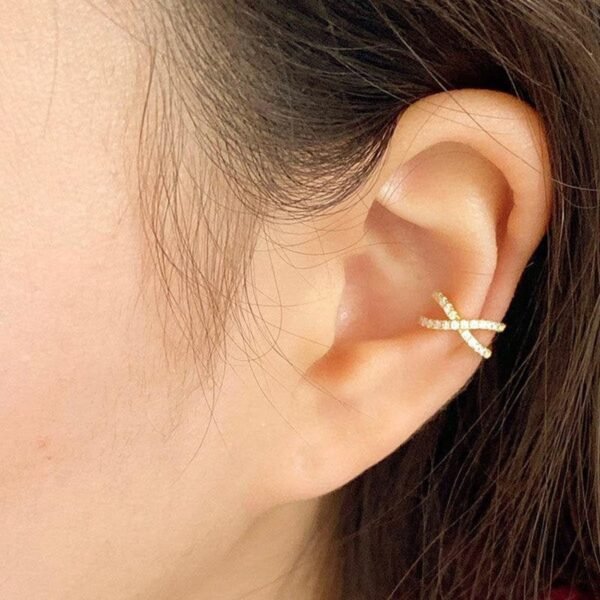Infinity Cuff Earring, 18K Gold Helix Cuff, CZ Pave Cartilage Ear Cuff, Conch Ear Cuff, Tiny Crystal Cuff Earring, Dainty Gold Eternity Cuff