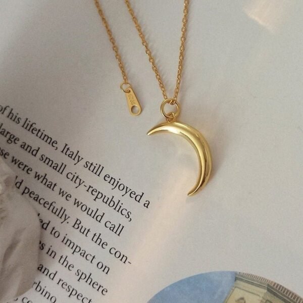 Gold Moon Pendant, Crescent Necklace, Minimalist Necklace, Celestial Pendant, 18K Gold Vermeil, Gold Horn Necklace, Dainty Gold Necklace - Image 2