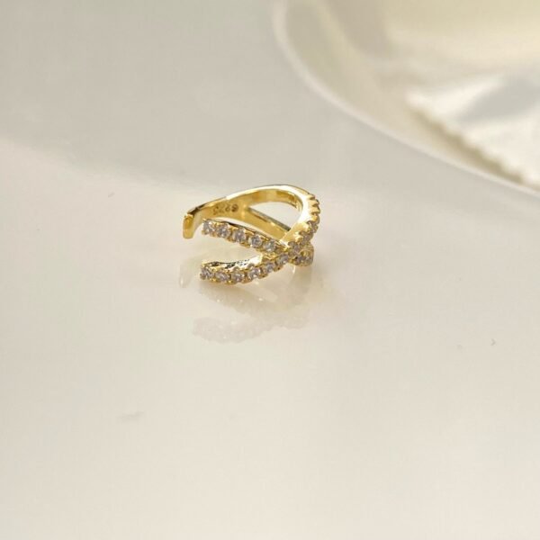 Infinity Cuff Earring, 18K Gold Helix Cuff, CZ Pave Cartilage Ear Cuff, Conch Ear Cuff, Tiny Crystal Cuff Earring, Dainty Gold Eternity Cuff - Image 2