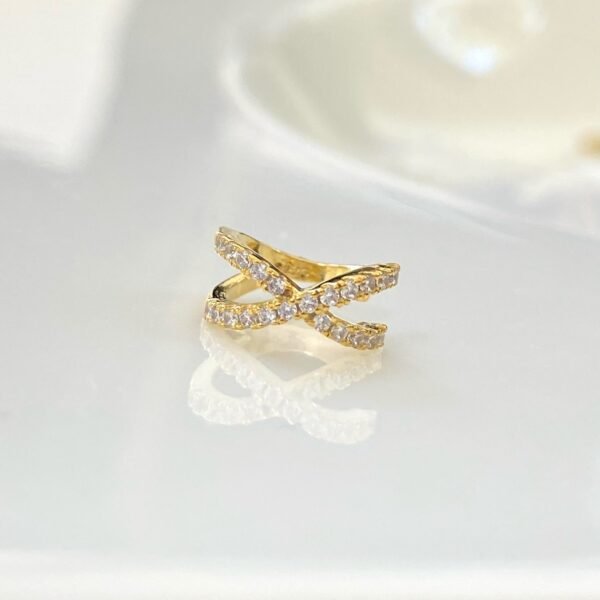 Infinity Cuff Earring, 18K Gold Helix Cuff, CZ Pave Cartilage Ear Cuff, Conch Ear Cuff, Tiny Crystal Cuff Earring, Dainty Gold Eternity Cuff - Image 3