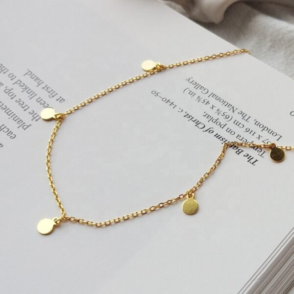Mini Coin Choker, Gold Vermeil Choker, Tiny Disk Choker, Dangling Small Coin Choker Necklace, Thin Gold Choker, Dainty Layering Necklace - Image 2