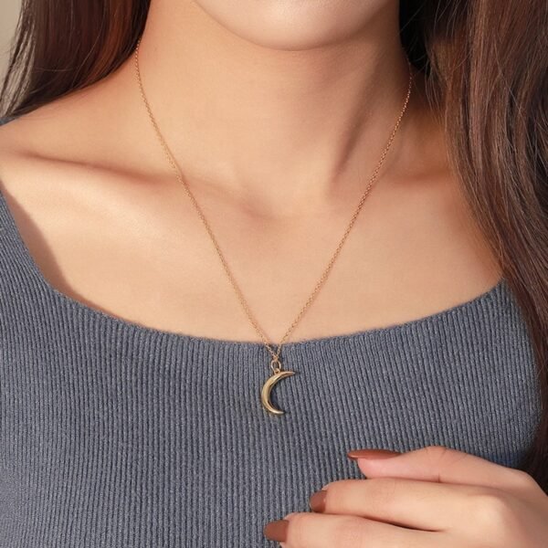 Gold Moon Pendant, Crescent Necklace, Minimalist Necklace, Celestial Pendant, 18K Gold Vermeil, Gold Horn Necklace, Dainty Gold Necklace - Image 3
