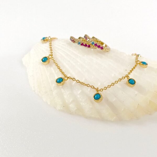 Turquoise Necklace, December Birthstone Necklace, Dainty Turquoise Station Necklace, Genuine Turquoise Jewelry For Women, Christmas Gift - Image 4