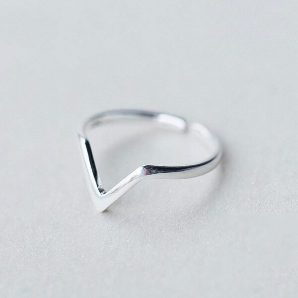 Silver V Ring, Open Chevron Ring, Silver Victory Ring, Simple Silver Ring For Women, Minimalist Ring, 925 Sterling Silver, Adjustable Ring - Image 2