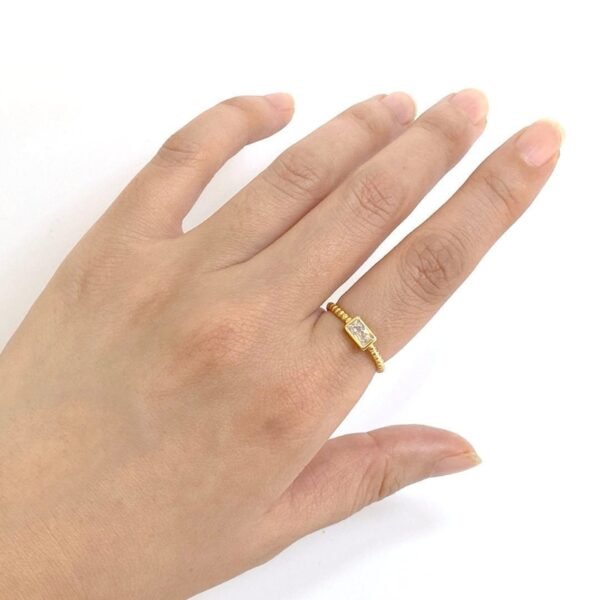 Baguette Twist Ring, 18K Gold Vermeil, Baguette Cut CZ Ring, Baguette Solitaire Ring, Minimalist Diamond Ring, Open Adjustable Twist Ring - Image 2