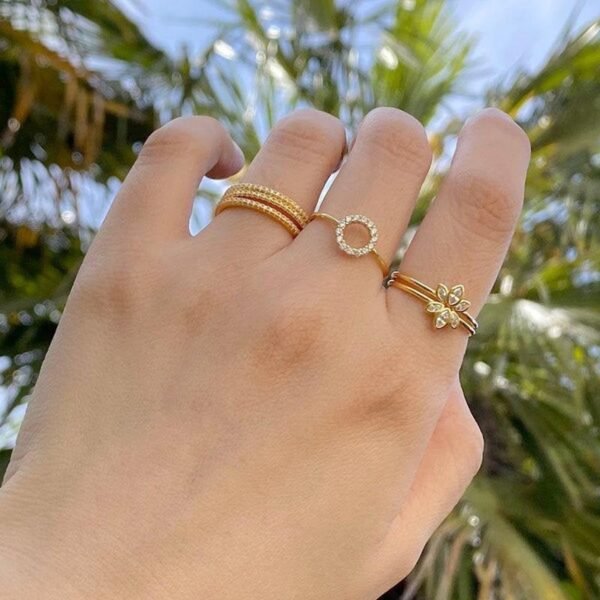 Thin Eternity Ring, Dainty Stackable Ring For Women, Skinny CZ Stacking Band 18K Gold, Delicate Ring, Tiny Crystal Pave Ring, Infinity Ring - Image 3