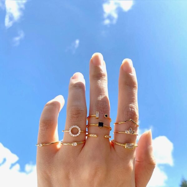 Dainty Open Ring, CZ Cuff Ring, Open Eternity Ring For Women, Crystal Open Band, Promise Ring, Adjustable Ring, 18K Gold Stacking Ring - Image 6