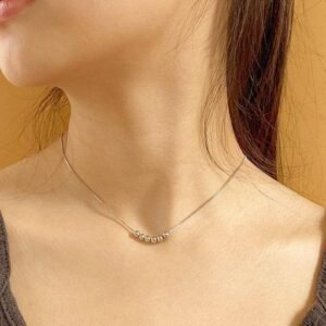 Dainty Silver Ball Necklace For Women, Tiny Silver Bead Necklace, 925 Sterling Silver, Mini Silver Spheres Necklace, Minimalist Necklace