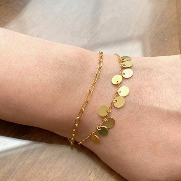 Mini Disk Bracelet, 18K Gold Vermeil, Tiny Gold Coin Bracelet, Simple Dainty Bracelet, Multi Disk Bracelet, Minimalist Bracelet For Women - Image 2